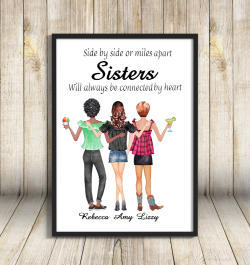 Sisters A4 Print, Custom Sisters Picture
